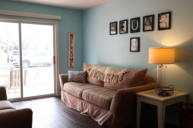 living area with wood finished floors