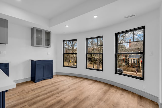 4301 Avery St, Detroit, MI 48208 - unfurnished dining area with light wood finished floors, recessed lighting, and baseboards