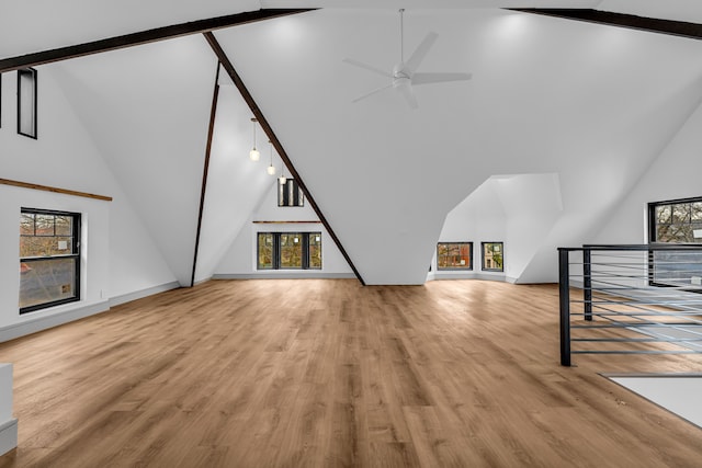 4301 Avery St, Detroit, MI 48208 - additional living space featuring lofted ceiling, a ceiling fan, plenty of natural light, and wood finished floors