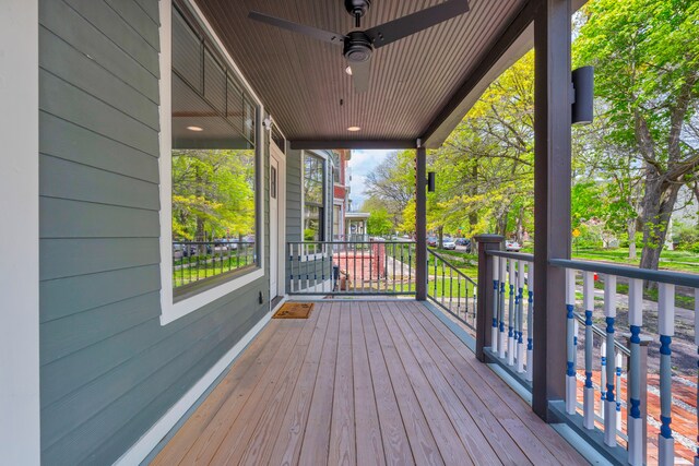 4301 Avery St, Detroit, MI 48208 - wooden deck featuring a porch and ceiling fan