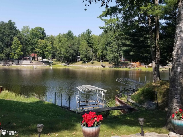 water view with a boat dock