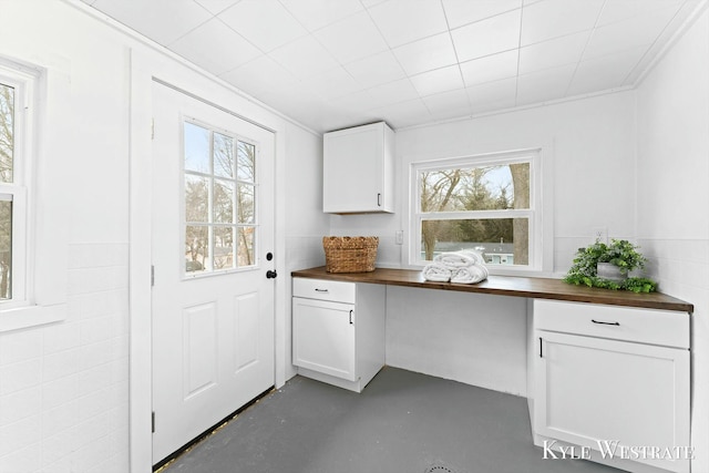 interior space with finished concrete flooring