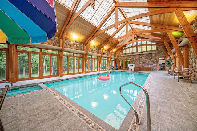 community pool with a skylight