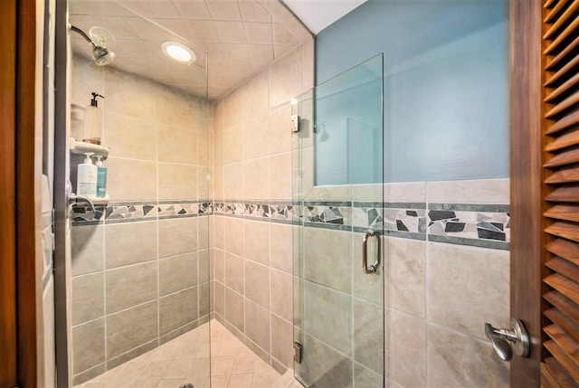 bathroom with a stall shower