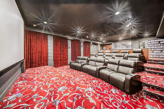 home theater featuring recessed lighting