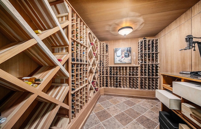 wine cellar featuring wooden ceiling