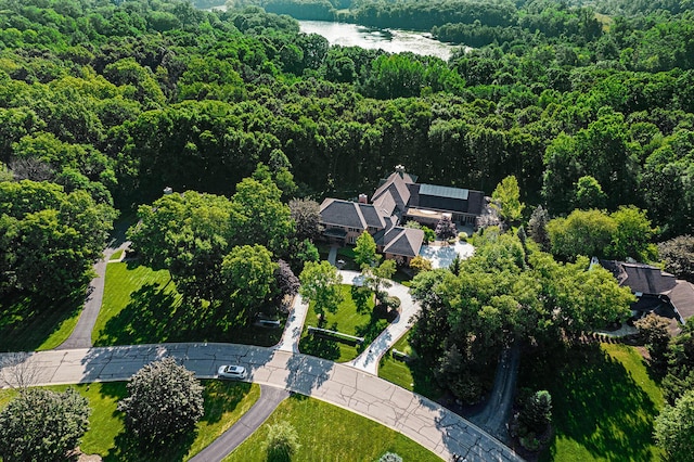 aerial view with a forest view