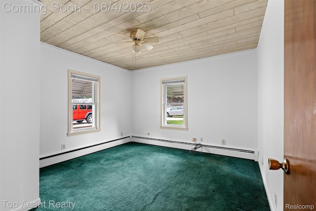 27320 Ryan Rd, Warren, MI 48092 - carpeted empty room featuring wood ceiling, healthy amount of natural light, and a ceiling fan