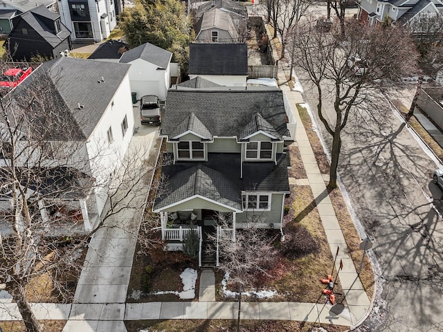 drone / aerial view with a residential view