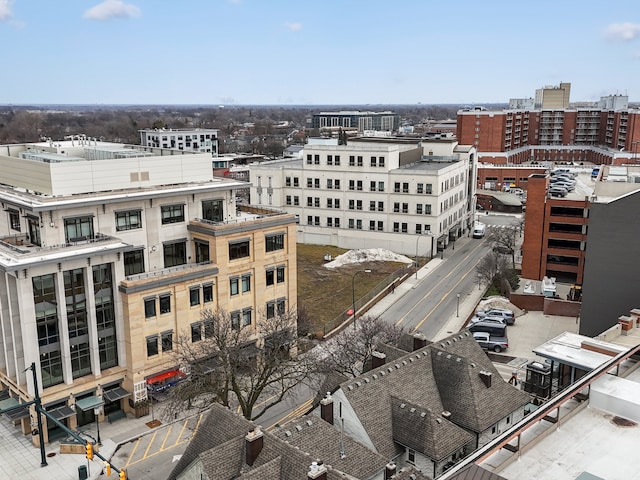 aerial view featuring a city view