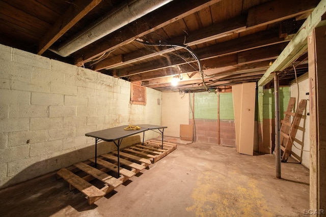 view of unfinished basement