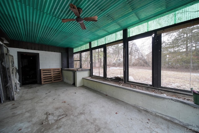 view of unfurnished sunroom