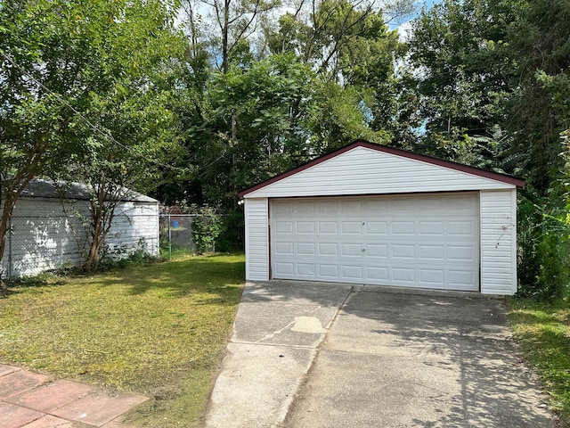 detached garage with fence