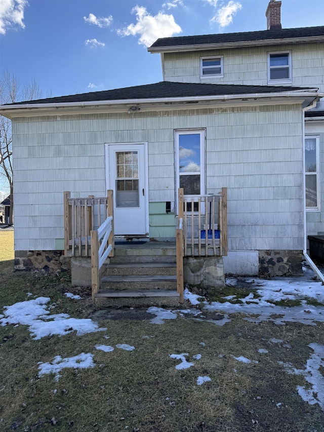 exterior space with a chimney