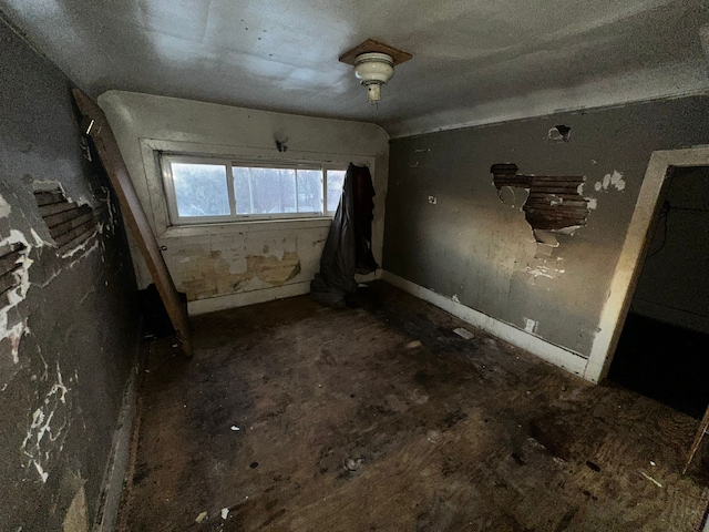 miscellaneous room with lofted ceiling