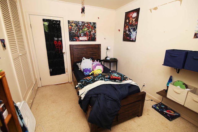 bedroom with crown molding