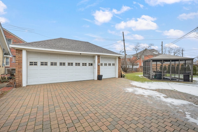 view of detached garage