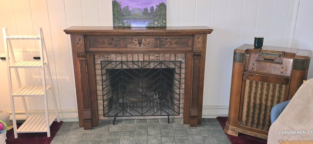 details featuring a fireplace