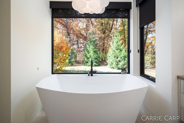 interior space with a soaking tub