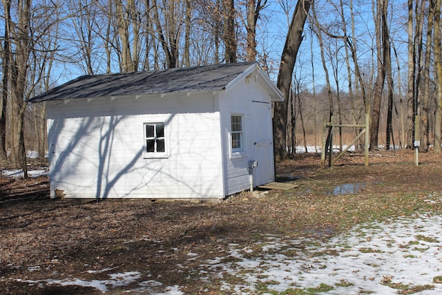 view of shed