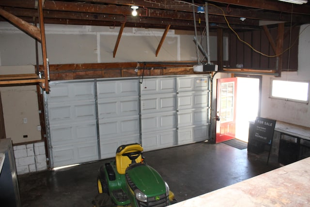 garage with a garage door opener