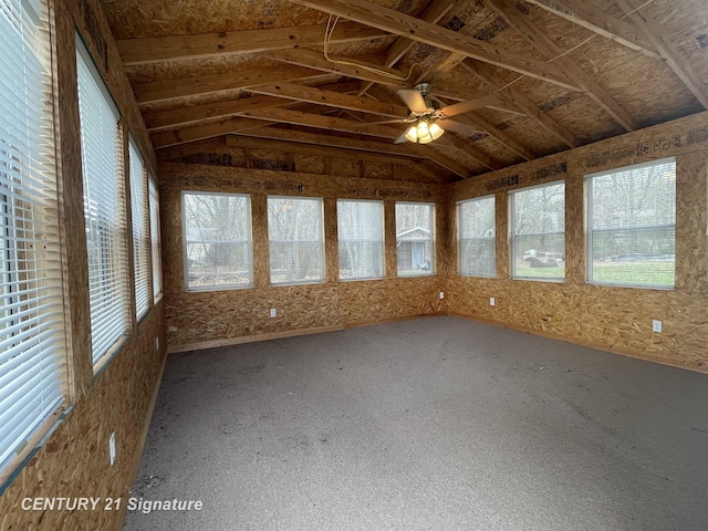 unfurnished sunroom with vaulted ceiling