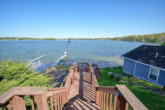 property view of water with a boat dock