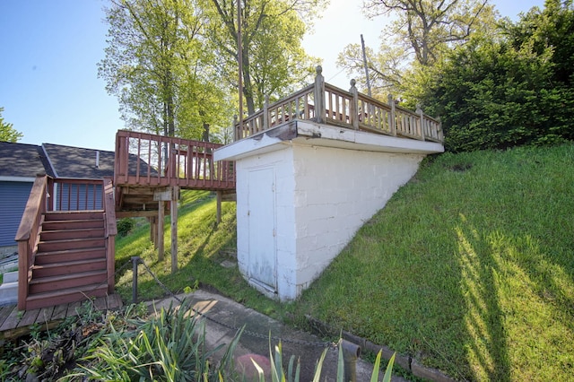 view of outdoor structure featuring stairs