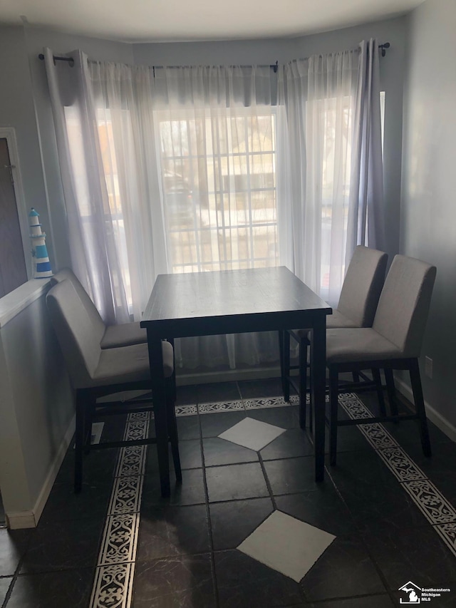 dining space featuring baseboards