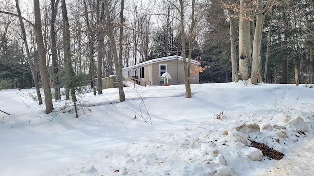 view of yard covered in snow