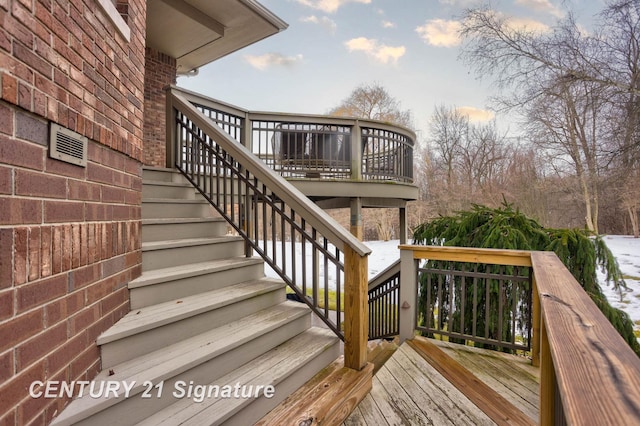 wooden terrace with stairway