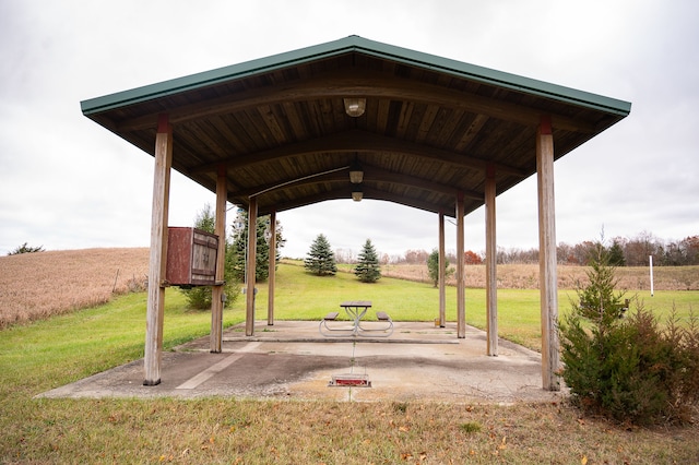 view of property's community featuring a yard and a gazebo