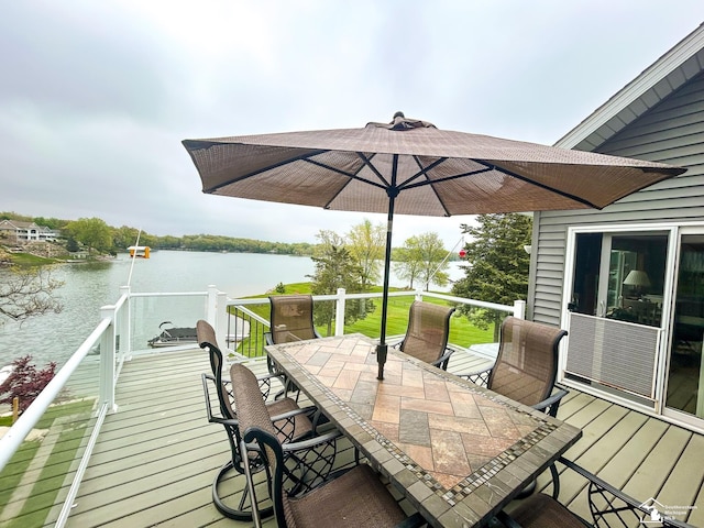 11799 Greenbriar Dr, Jerome, MI 49249 - deck featuring a water view and outdoor dining space