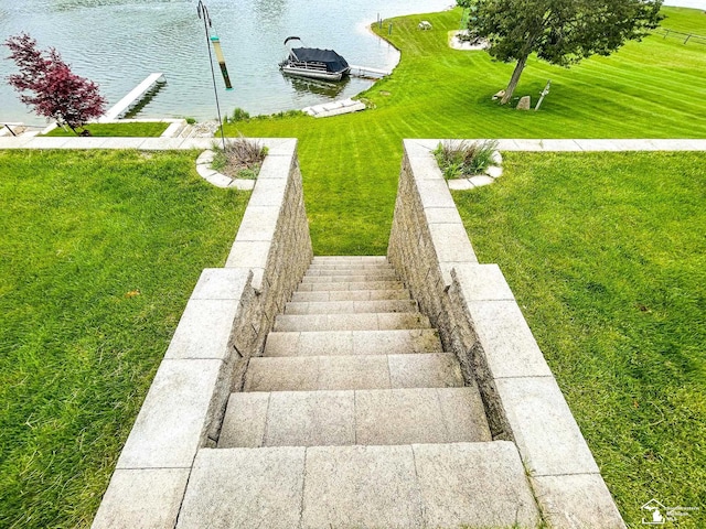 11799 Greenbriar Dr, Jerome, MI 49249 - stairway featuring a water view
