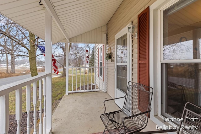 view of patio featuring a porch