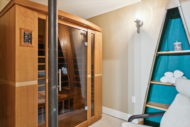 view of sauna / steam room featuring baseboards