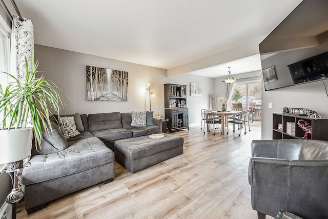 living room with light wood-style flooring