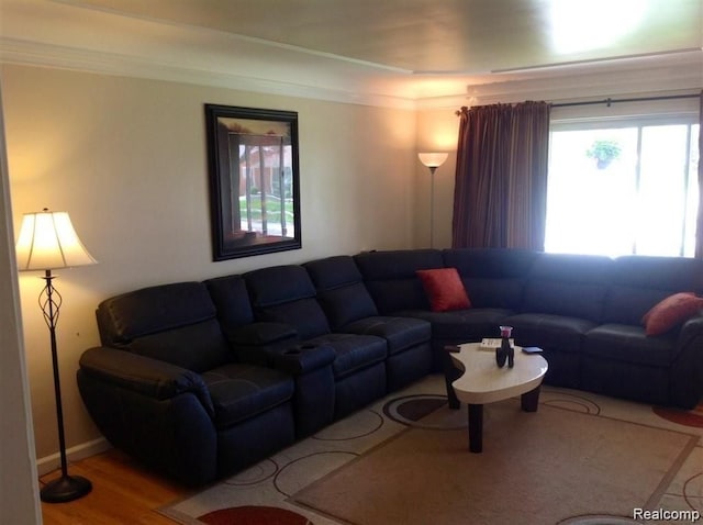 living area with wood finished floors