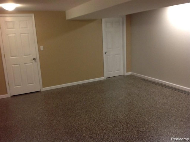 finished basement with baseboards