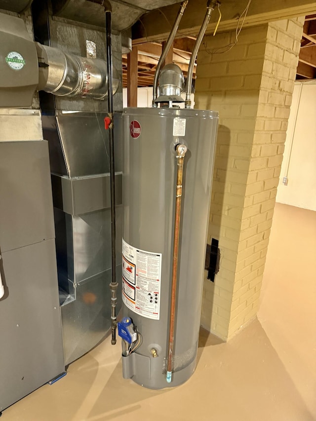 utility room with water heater