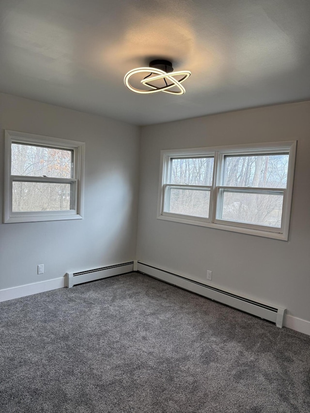 empty room featuring carpet floors and baseboards