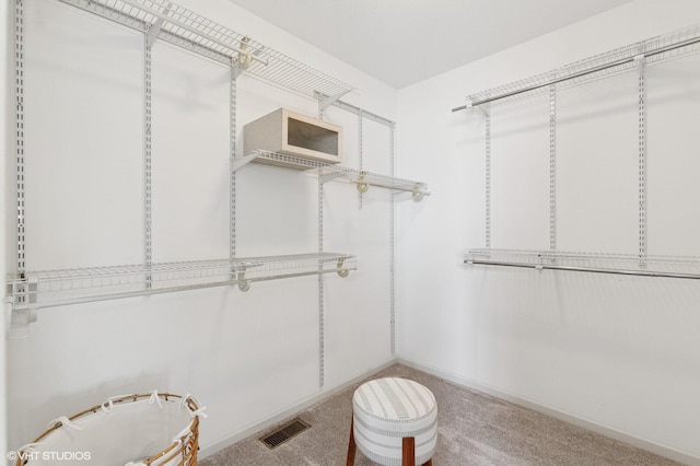 spacious closet with carpet and visible vents