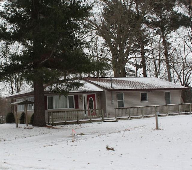 view of single story home