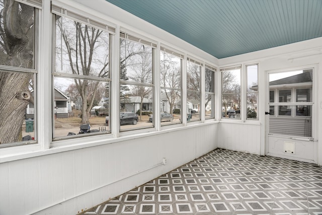 view of unfurnished sunroom