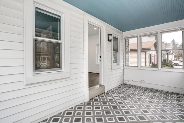 view of unfurnished sunroom