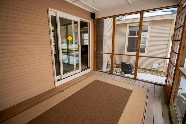 view of unfurnished sunroom