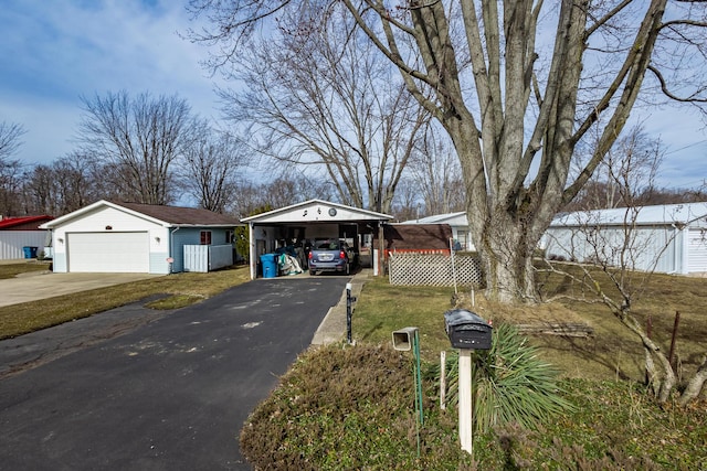 view of front of property with fence and a carport