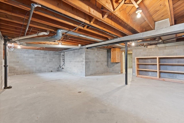 view of unfinished basement