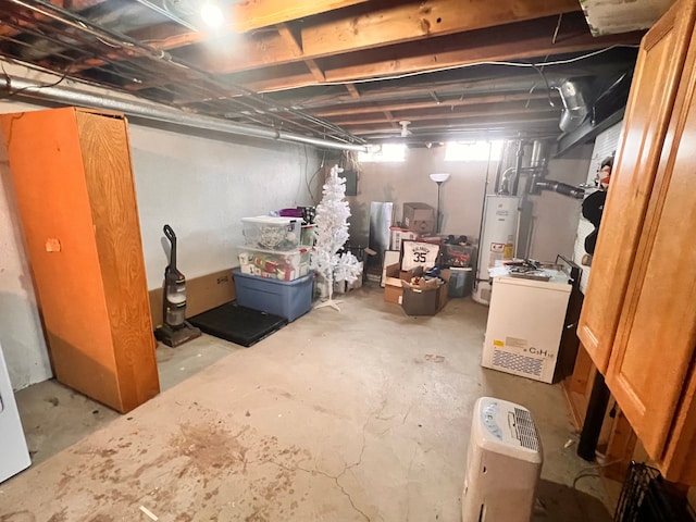 basement featuring gas water heater