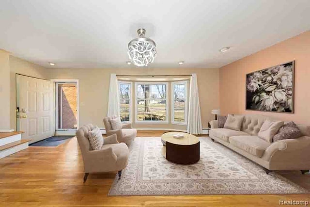 living area featuring wood finished floors